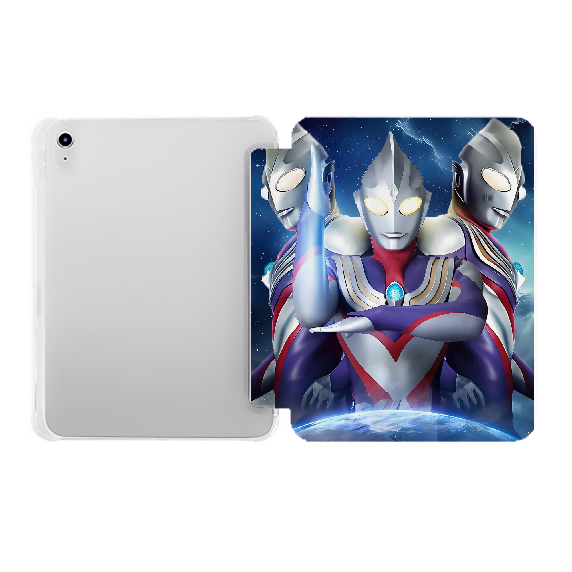 （画像用） ウルトラマン Ultraman IPad ケース ペン収納付き 三つ折りスタンド PUレザー×シリコン 対応機種9.5/10.5/10.9インチ